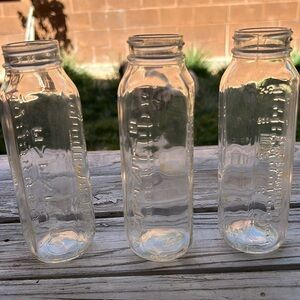Vintage MCM 1950 Evenflo Glass Baby Bottles. Set of 3. Excellent Condition.